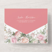 Dusty Roos Waterverf Blush Pink Flowers Weddenscha All In One Uitnodiging (Achterkant)