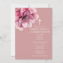 Dusty Roos Waterverf Floral First Holy Communion