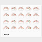 Dusty Roos Waterverf Floral Wedding Ronde Sticker (Vel)