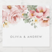 Dusty Roos Waterverf Floral Wedding Sparkling Wijnetiket (Enkel label)