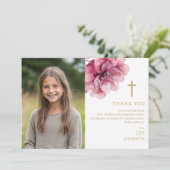 Dusty Roos Waterverf Flower Fotobevestiging Bedankkaart (Staand voorkant)