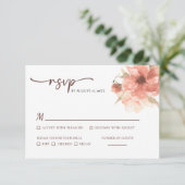 Dusty Roos Waterverf Flower Wedding RSVP Kaart (Staand voorkant)