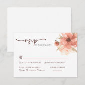 Dusty Roos Waterverf Flower Wedding RSVP Kaart (Voorkant / Achterkant)