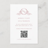 Dusty Roos Waterverf Monogram QR Code/RSVP Online Informatiekaartje (Voorkant)