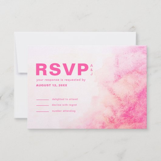 Dusty Roos Waterverf Typography Blush Pink RSVP Kaartje (Voorkant)