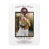 Dusty Roos Wax Seal Foto Bruiloft Save the Date Magneet (Verticaal)
