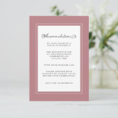 Dusty Roos Wedding Detail Modern Chic Borders Informatiekaartje (Staand voorkant)