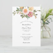 Dusty Roos Wedding Elegant Floral modern script in Kaart (Staand voorkant)
