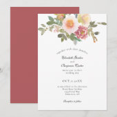 Dusty Roos Wedding Elegant Floral modern script in Kaart (Voorkant / Achterkant)