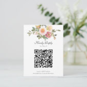 Dusty Roos Wedding Elegant Floral QR Code Online RSVP Kaartje (Staand voorkant)