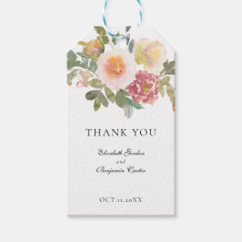 Dusty Roos Wedding Elegant Floral Script Bedankt Cadeaulabel