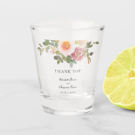 Dusty Roos Wedding Elegant Floral Script Bedankt Shot Glas