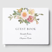 Dusty Roos Wedding Elegant Floral Script Custom Gastenboek (Voorkant)