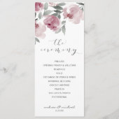 Dusty Roos Wedding Mauve Waterverf Programmakaart (Voorkant)