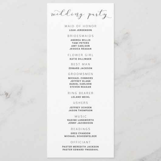 Dusty Roos Wedding Mauve Waterverf Programmakaart (Achterkant)