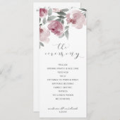 Dusty Roos Wedding Mauve Waterverf Programmakaart (Voorkant / Achterkant)