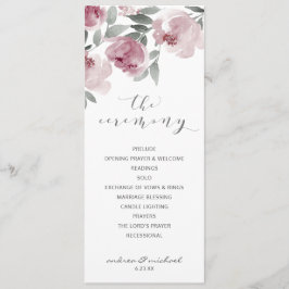 Dusty Roos Wedding Mauve Waterverf Programmakaart