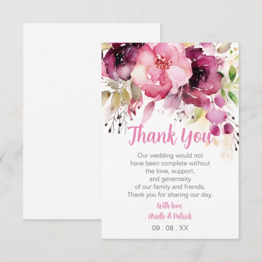 Dusty Roos Wedding Oil Painting Greenery Customize Bedankkaart (Voorkant / Achterkant)