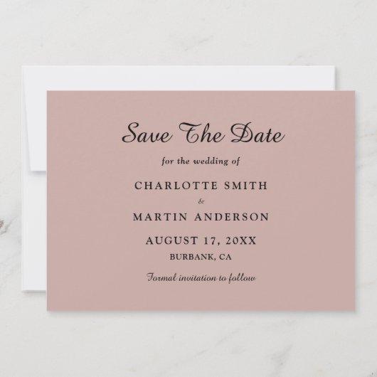 Dusty Roos Wedding Photo Save the Date Cards (Achterkant)