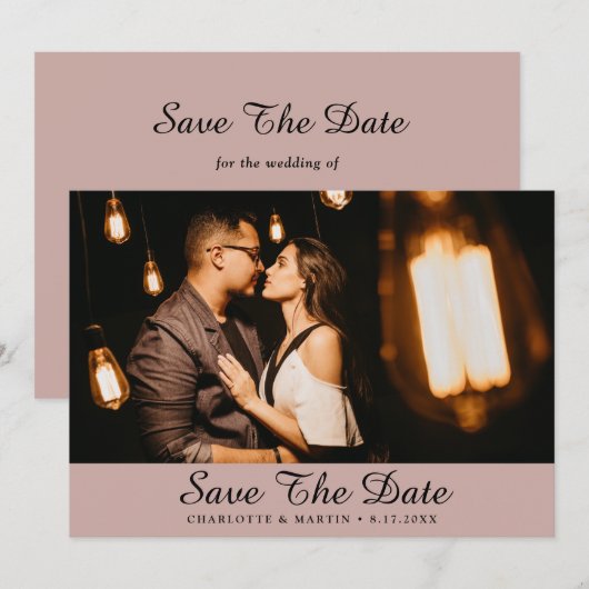 Dusty Roos Wedding Photo Save the Date Cards (Voorkant / Achterkant)