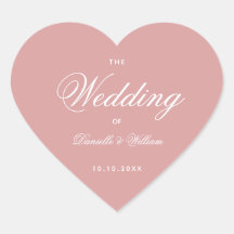 Dusty Roos Wedding Pink Heart Elegant Calligrafie