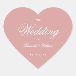 Dusty Roos Wedding Pink Heart Elegant Calligrafie Hart Sticker