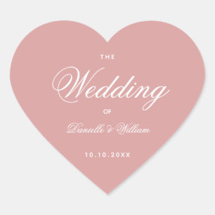 Dusty Roos Wedding Pink Heart Elegant Calligrafie Hart Sticker