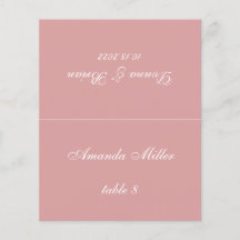 Dusty Roos Wedding Place Card - Gedrukte gastnaam