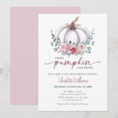 Dusty Roos & White A Little Pumpkin Baby shower Kaart (Voorkant / Achterkant)