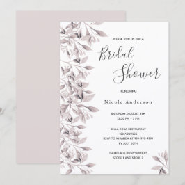 Dusty roos white botanical script Vrijgezellenfees Kaart