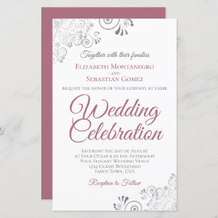 Dusty Roos & White BUDGET bruiloft Uitnodigen Groo