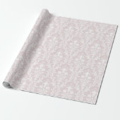 Dusty Roos White Damask Elegant Wedding Cadeaupapier (Uitgerold)