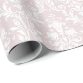 Dusty Roos White Damask Elegant Wedding Cadeaupapier (Rol Hoek)