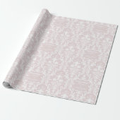 Dusty Roos White Damask voeg naam toe en is gefeli Cadeaupapier (Uitgerold)