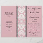 Dusty Roos White Damask Wedding Program (Voorkant)