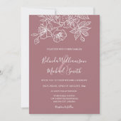 Dusty Roos White Floral Line Art | Weddenschap Kaart (Voorkant)