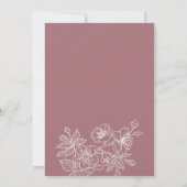 Dusty Roos White Floral Line Art | Weddenschap Kaart (Achterkant)