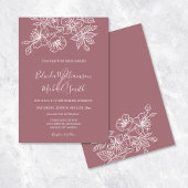 Dusty Roos White Floral Line Art | Weddenschap Kaart