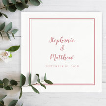 Dusty Roos & White Simple Modern Wedparty