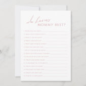 Dusty Roos Wie kent Mama Baby shower Game Kaart (Voorkant)