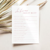 Dusty Roos Wie kent papa Baby shower Game Kaart