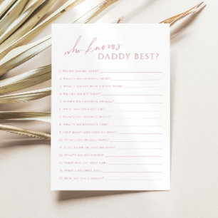 Dusty Roos Wie kent papa Baby shower Game Kaart
