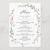 Dusty Roos Wild Flower Blush Krans Bruiloft Menu (Voorkant)