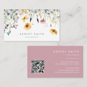 Dusty Roos Wildflower QR-code Visitekaartje