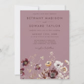 Dusty Roos Wildflower Wedding Kaart (Voorkant)