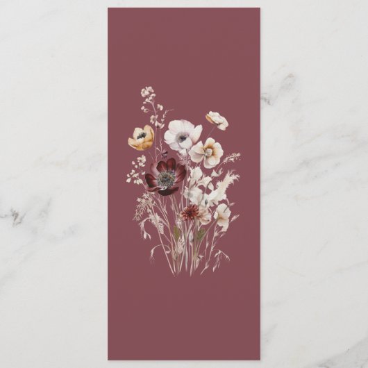 Dusty Roos Wildflower Wedding Menu (Achterkant)