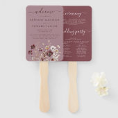 Dusty Roos Wildflower Wedding Program Handwaaier (Voorkant en achterkant)