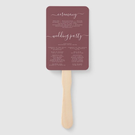 Dusty Roos Wildflower Wedding Program Handwaaier (Achterkant)