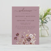 Dusty Roos Wildflower Wedding Programmakaart (Staand voorkant)