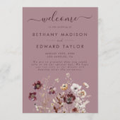 Dusty Roos Wildflower Wedding Programmakaart (Voorkant)